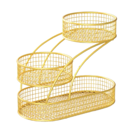 3 Layer Fruit Basket Multiuse Kitchen Countertop Rack for Bread Potato Onion gold