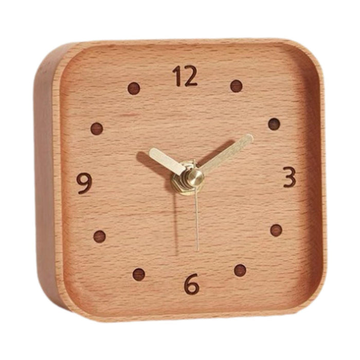 Wooden Table Clock Silent Chic Modern Desktop Clock for Office Bedside Shelf Beech