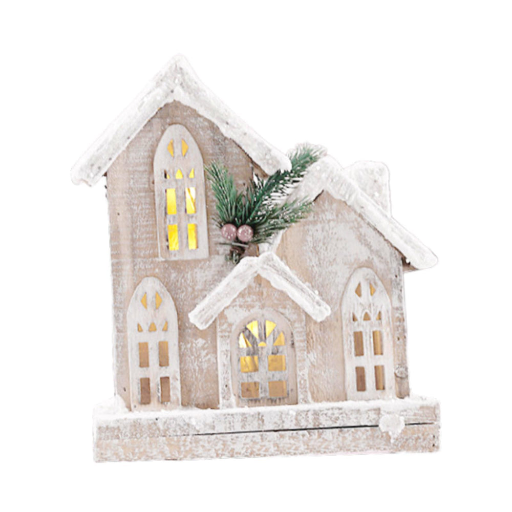 Crofta Xmas House Decor Xmas House Statue for Party Indoor 21cmx9cmx25cm