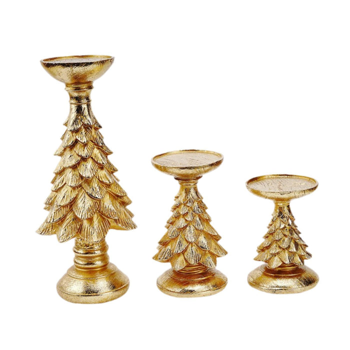 3x 2024 Christmas Candle Holders Candelabra for Living Room Desktop New Year Gold