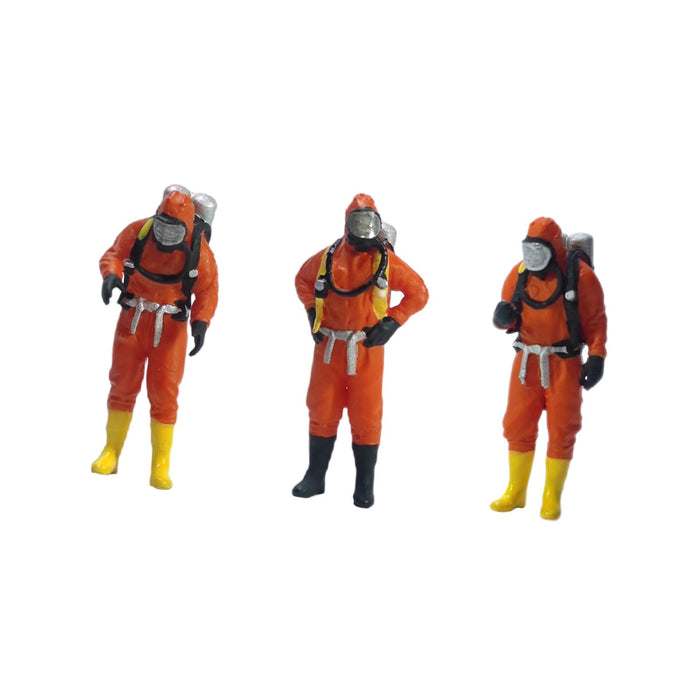 Crofta 3x Standing Firefighter Figure Model Resin Character Doll School Project Model 2cm orange