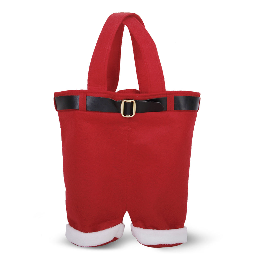 10 Christmas Holiday Santa Pants Double Wine Bottle Tote Gift Bag Candy Bag Size L