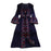 Crofta Women Dress Embroidered Floral Casual Beach Dress for Street Daily Festivals Dark Blue