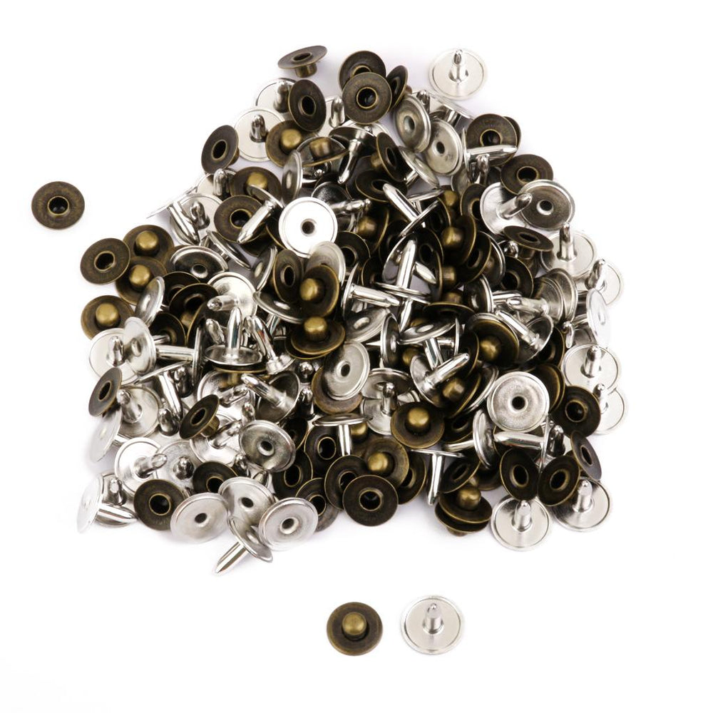 100 Sets Rivets Fasteners Studs Button Sewing Jeans Bronze