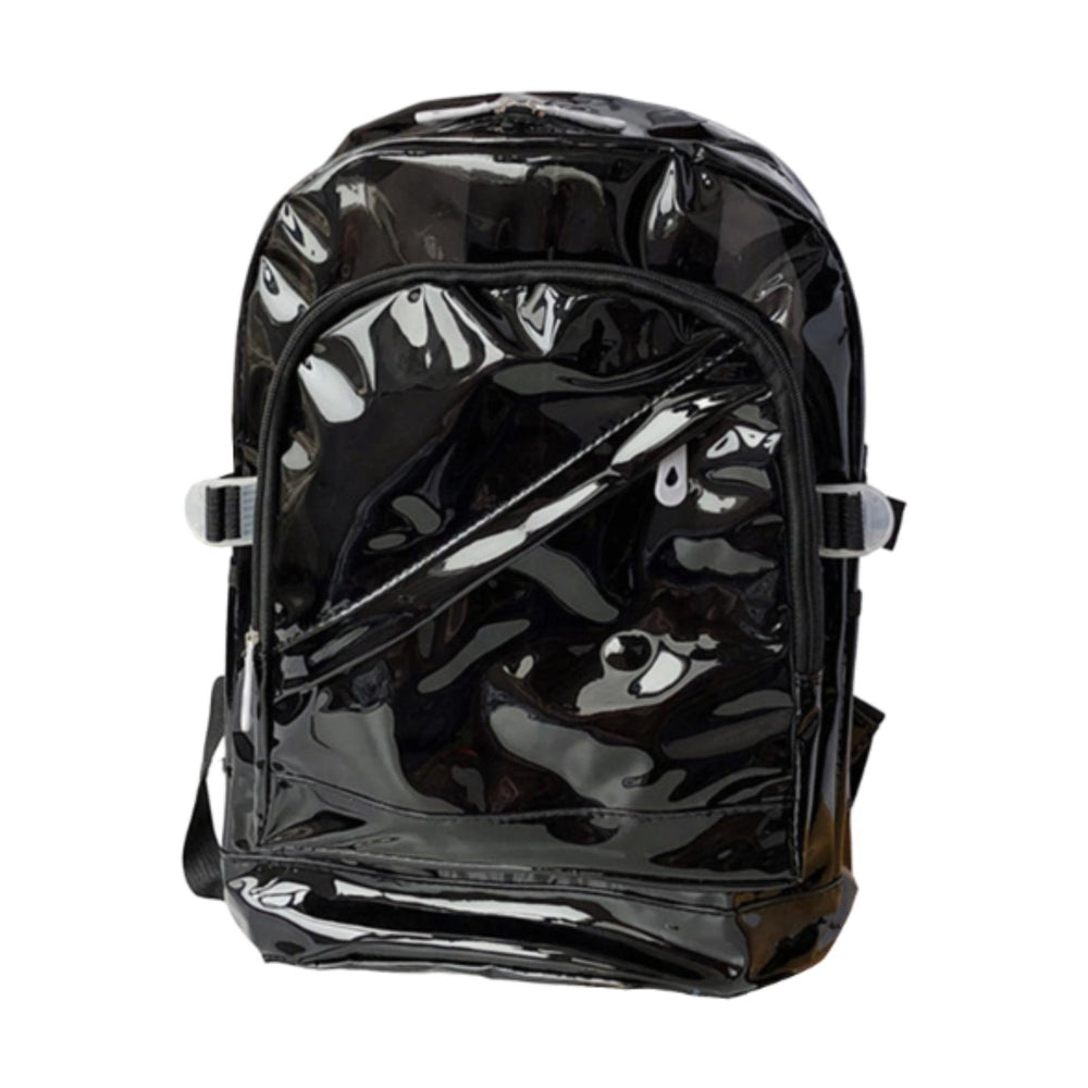 Crofta PVC Backpack Multifunctional Adjustable Gift Bookbag for Camping Hiking Work Black