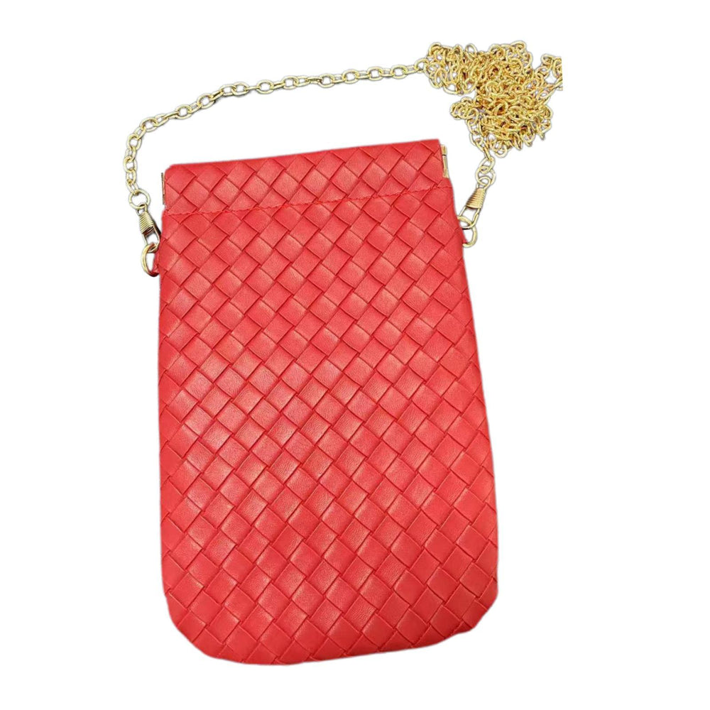 Crofta Woven Small Crossbody Bag Elegant Travel Purse for Shopping Commuting Dating Red