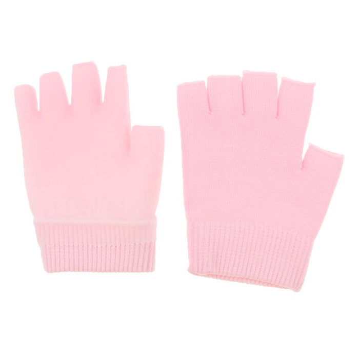 Crofta 1 Pair Unisex Moisturizing Spa Gel Fingerless Gloves Half Finger Mittens Pink