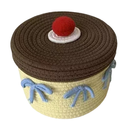 Crofta Cotton Rope Storage Basket Round Gifts Covered for Clothes Diaper Home Decor