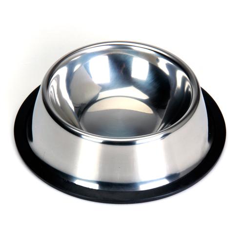 Crofta Stainless Steel Food Bowl w/ Rubber Ring for Pet Dog Cat - 1#