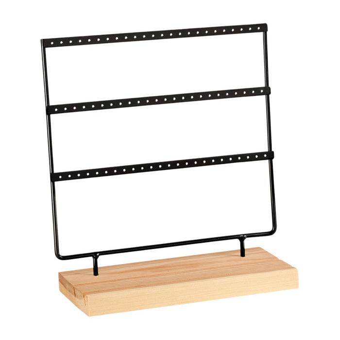 Crofta Jewelry Stand 72 Holes Jewelry Organizer for Home Decor Dressing Table Store Black