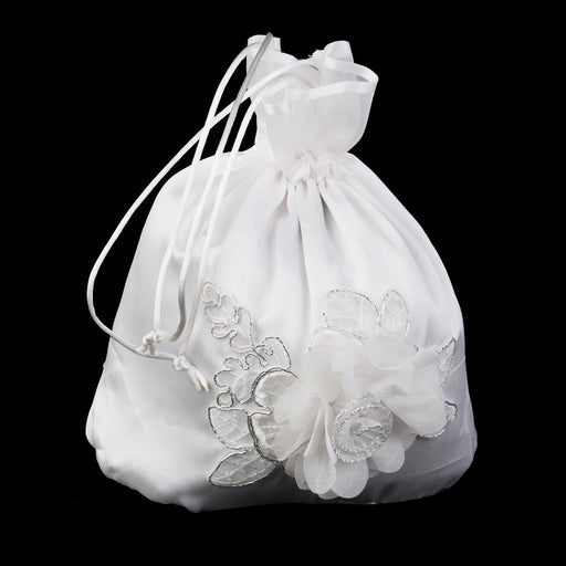 Bridal Flower Satin Dolly Bag Handbag Ivory