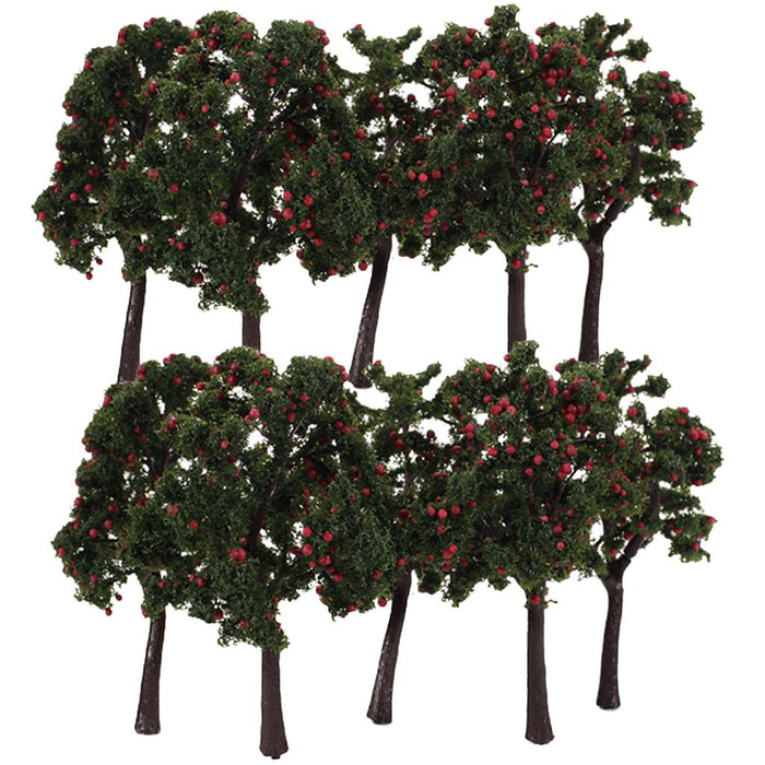 Crofta 10pcs Scenery Landscape Model Decoration Red Fruit Trees 12cm