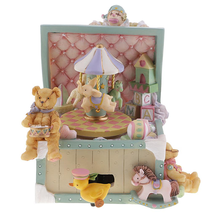 Crofta Wooden Carousel Music Box Retro Circus Musical Boxes Girls Gift