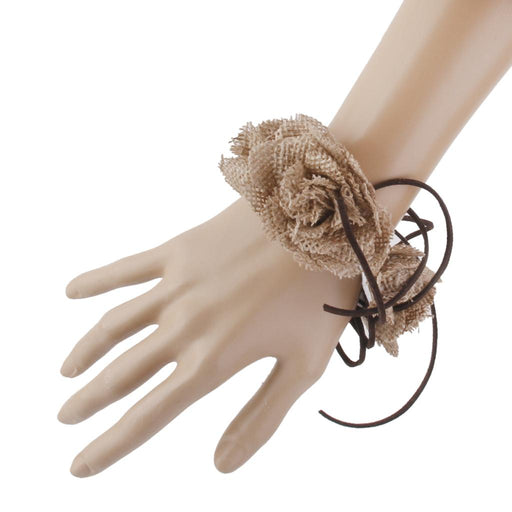 Wrist Corsage Bracelet Burlap Rose Flower Rustic Wedding Party Bridal