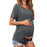 Crofta Women's Maternity Shirts Round Neck Double Layer for New Mom Daily Wear Dark Gray S