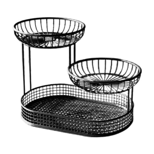 3 Tier Metal Fruit Basket Holder Space Saving Modern Fruit Bowl Stand Holder L    black