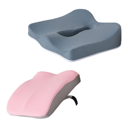 Crofta Memory Foam Seat Cushion Dual Use Back Support for Dining Chairs Outdoor Car Pink and gray