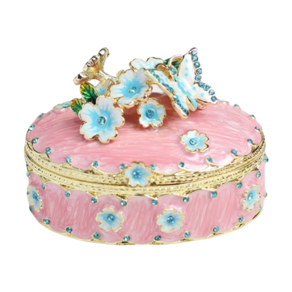 Crofta Jewelry Box Alloy Tabletop Creative Treasure Case Decorative Box Trinket Box Pink