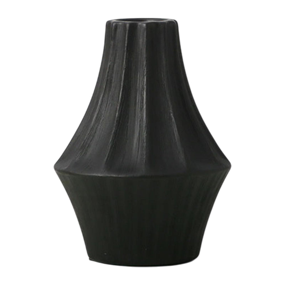 Crofta Ceramic Flower Vase Pot 6.1x8.2inch for Kitchen Study Mantel End Table Decor Black