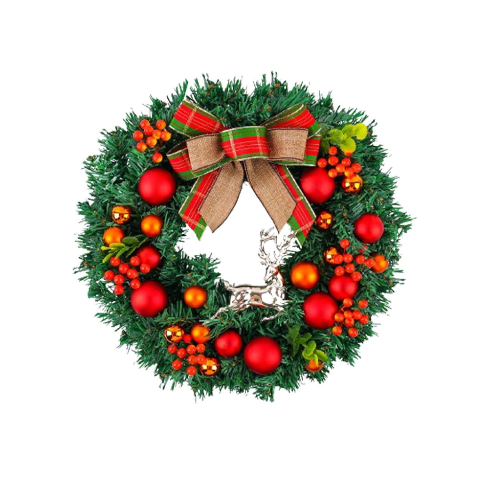 Crofta Xmas Wreath Door Christmas Ball Ornament Window Artificial Christmas Wreath Style F