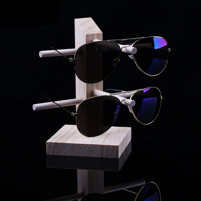 Crofta Wood Sunglasses Eyeglass Rack Display Stand Holder Single Line for 2 Pairs