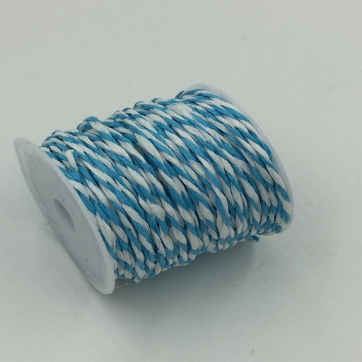 Crofta 10M Roll Of Paper Rope Cord String For Craft Wrapping Gifts Package Decoration Decor Lake Blue White