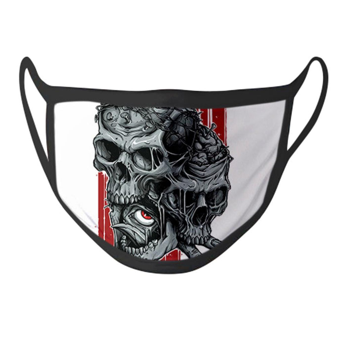 Crofta Skull Printed Unsex Adult Washable Breathable Face Mask 17x12cm Type 10