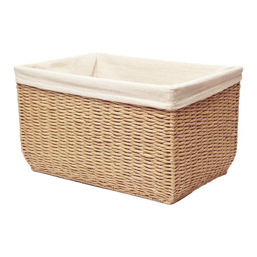 Crofta Handwoven Basket Dirty Clothes Bag Decoration Storage Bin for Home Dorm Toys Beige Large