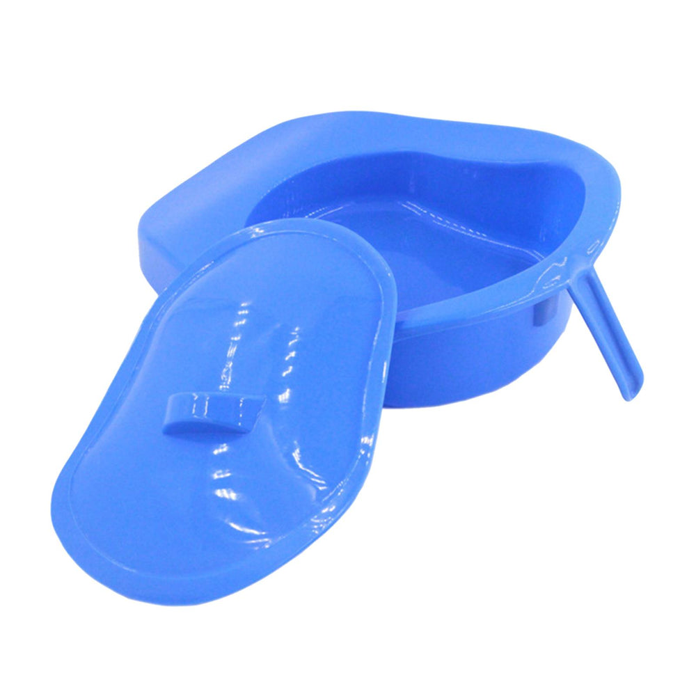 Crofta Blue Bedpan Bed Pan with Lid Handle for Bedridden Patient Women Men