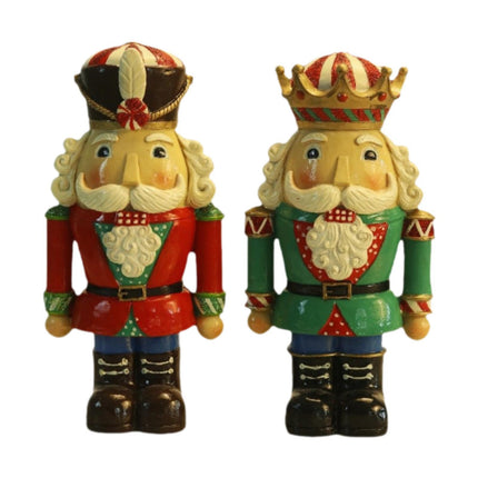 Crofta 2 Pieces Christmas Nutcracker Statue Xmas Figure Sculpture for Shelf Bedroom