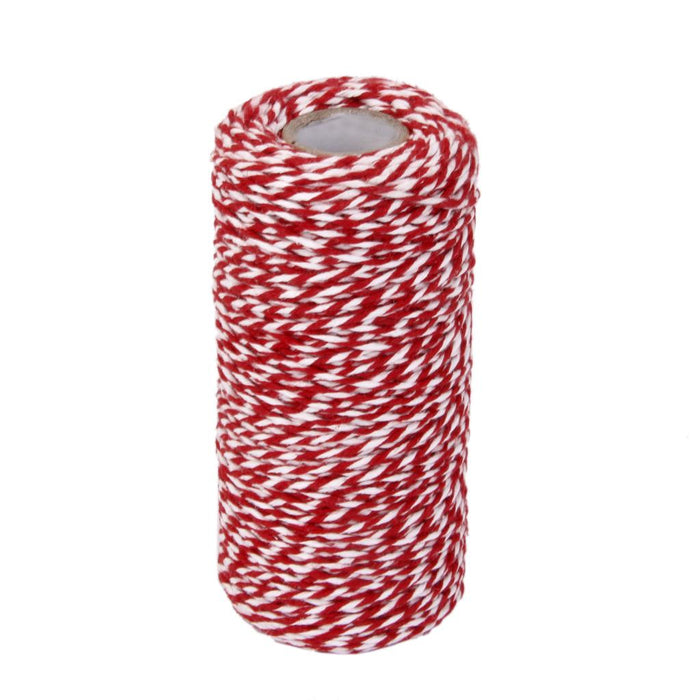 Crofta 100M Wrap Gift Cotton Rope Ribbon Twine Rope Cord String Red, White