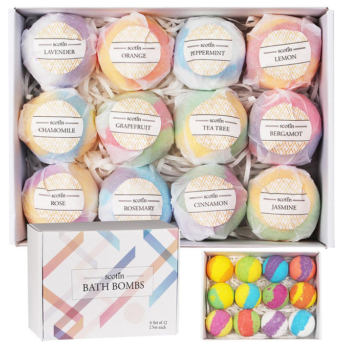 Crofta 12 Pieces Women Scented Bubble Bath Salt Essential Balls Set Kit 70g