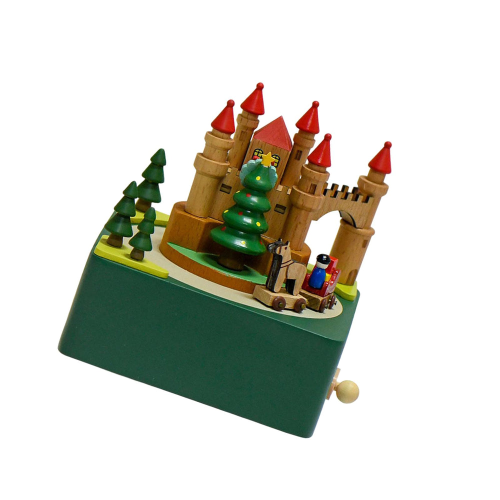 Crofta Wooden Christmas Music Box Rotating Musical Box for Graduation Festival Decor Green Castle