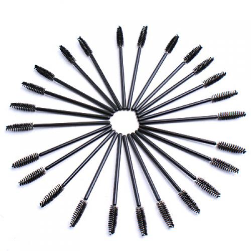 Crofta Women Eye Makeup Beauty Home Professional Use Disposable Eyelash Mascara Wand Applicator Brush Pack of 100PCS Black