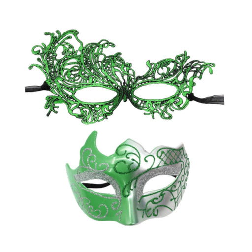 Crofta Masquerade Mask Couple Set Vintage Style Prom Mask Decorative Halloween Mask Green