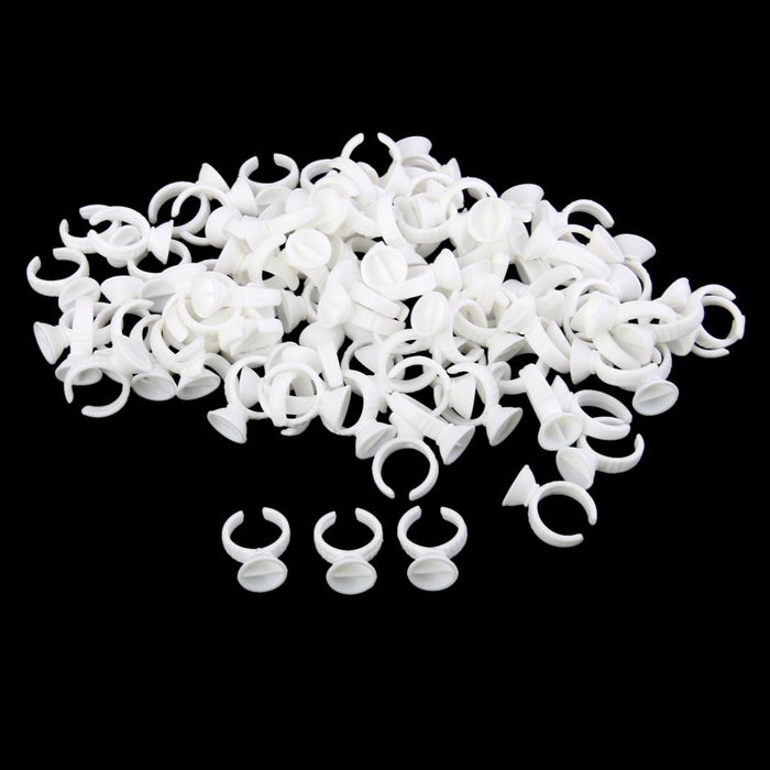 Crofta 100 Disposable Eyelash Extension Tattoo Pigment Holder Rings Small