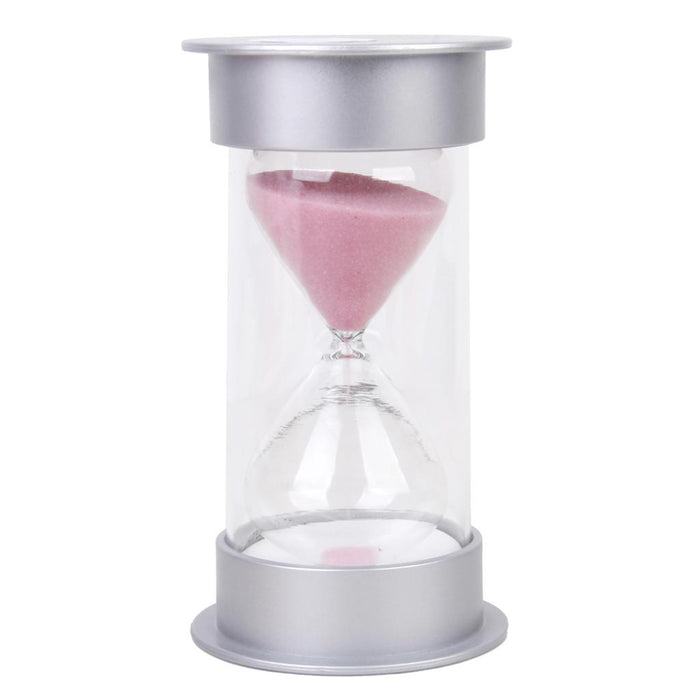 15 Minutes Hourglass Sandglass Sand Timer Home Decor Silver Lid Pink Sand