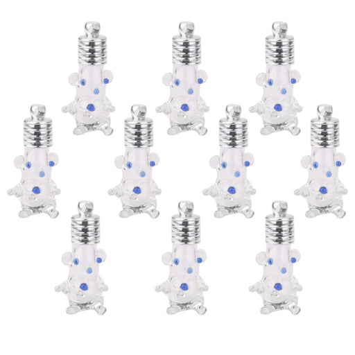 Crofta 10 Mini Glass Bottle Jars Vials Bottle Pendant DIY Jewelry - Bear shape