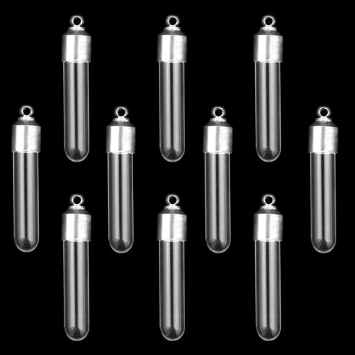 Crofta 10Pcs Mini Empty Glass Tube Bottles Pendant Charms Vials Wish Bottles