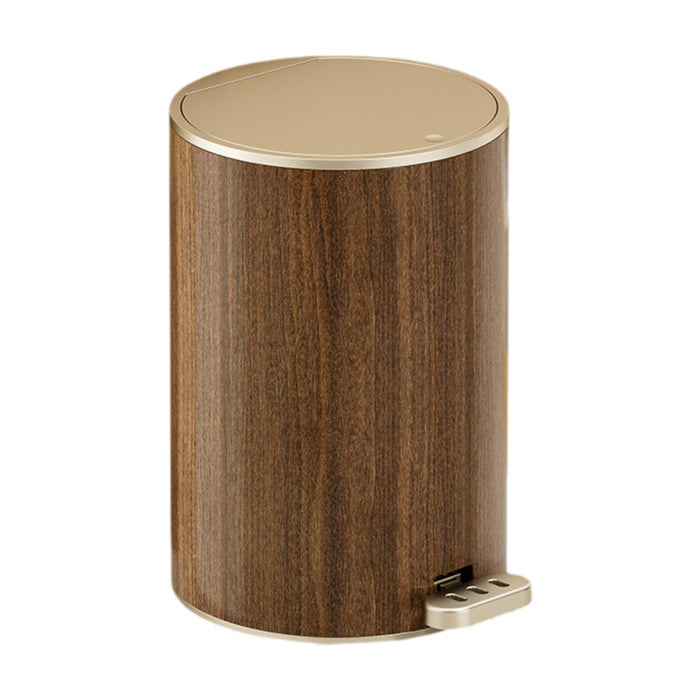 Crofta Wood Grain Trash Can with Lid Stylish Waste Bin for Hotel Toilet Living Room 9L