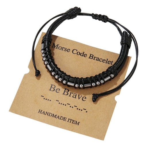 Crofta Morse Code Bracelet Decor Jewelry Gift for Birthday Anniversary Thanksgiving Be Brave