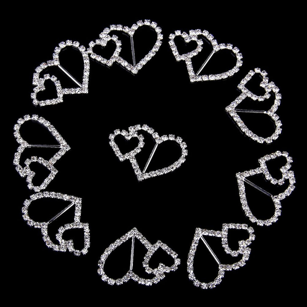 10 Pcs Crystal Diamante Rhinestone Buckle Invitation Ribbon Slider D