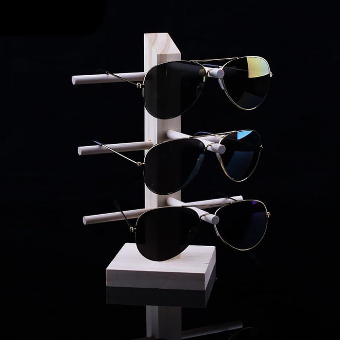 Crofta Wood Sunglasses Eyeglass Rack Display Stand Holder Single Line for 3 Pairs