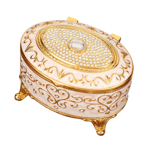 Crofta Metal Jewelry Box Trendy Desk Trinket Organizer for Pendants Earrings Charms Gold White