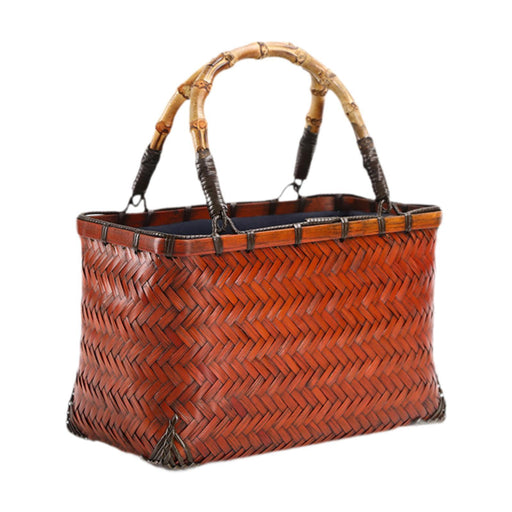 Bamboo Woven Tote Bag Lady Vintage Style Woven Basket for Work Wedding Beach Style D