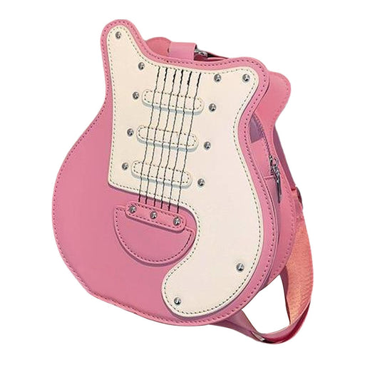 Crofta Women Guitar Shaped Shoulder Bag Lady Bag for Dating Birthday Gift Commuting Pink