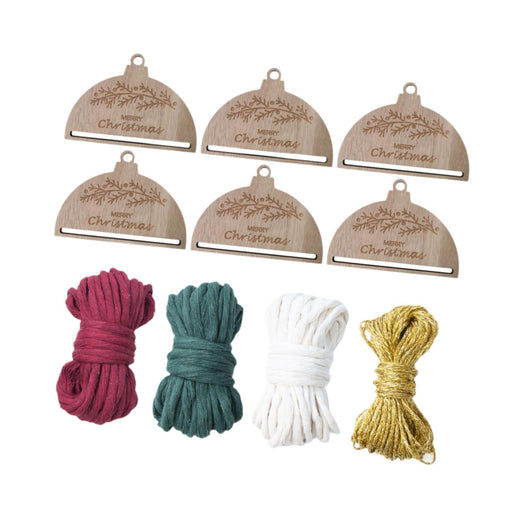 Crofta Wood Macrame Decorations W/ Hole 6Pcs for Indoor Outdoor Living Room Bedroom