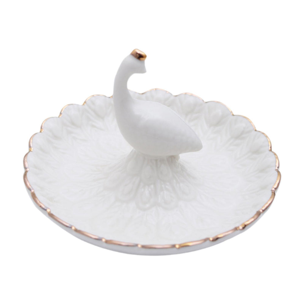 Crofta Peacock Jewelry Tray Gift Women Jewelry Holder for Necklaces Bracelets Rings White