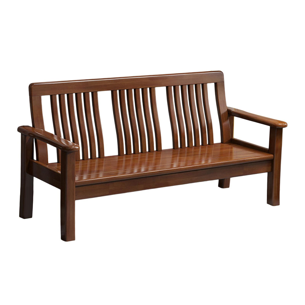 Crofta Wood Bench with Backrest and Armrest Wooden Bench for Park Patio Front Porch 3 Seater