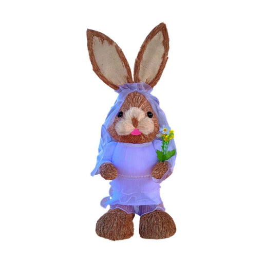 Crofta Woven Rabbit Toy Easter Rabbit Statue Office Photo Prop Straw Bunny Figurine Style G